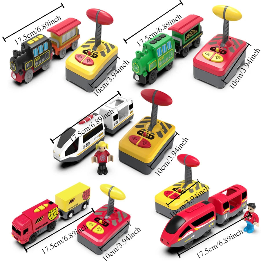 Magnetic Slot Diecast Car RC Electric Train Track Sets Fit for All Wood Railway Track Accessories Christmas Gift for Children