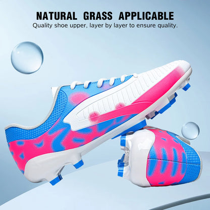 AG/FG Soccer Cleats for Men Women Youth PU Fabric Upper TPU Sole Non-Slip Wear-Resistant for Natural Grass Sports Pitch Tra