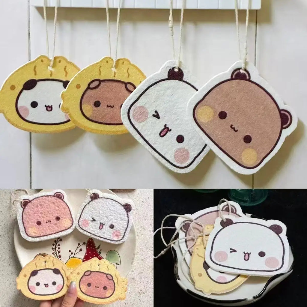 Cute Panda Bubu Dudu Carpenter's Cotton Sponge Wipe Kawaii Cartoon Anime Household Towel for Dishwashing, Cleaning Sponge Brush