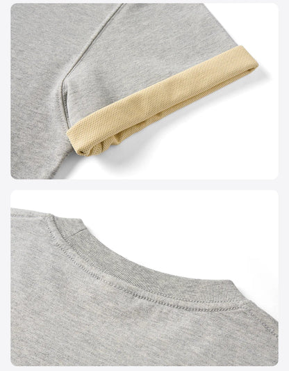 SIMWOOD 2026 Summer New 【Oversize Short Length】240gsm Moisture Wicking Quick Dry T-shirt Men Two-Tone Color Design Tops