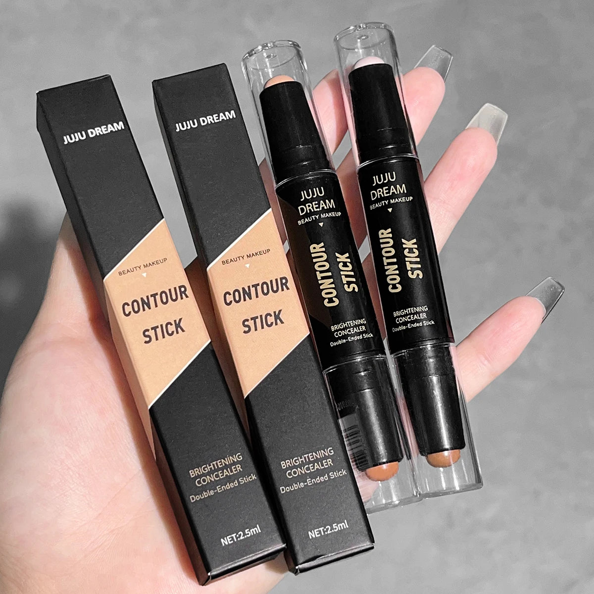 Dual-ended contour stick, facial foundation, concealer, long-lasting dark circles, correcting contour concealer, makeup