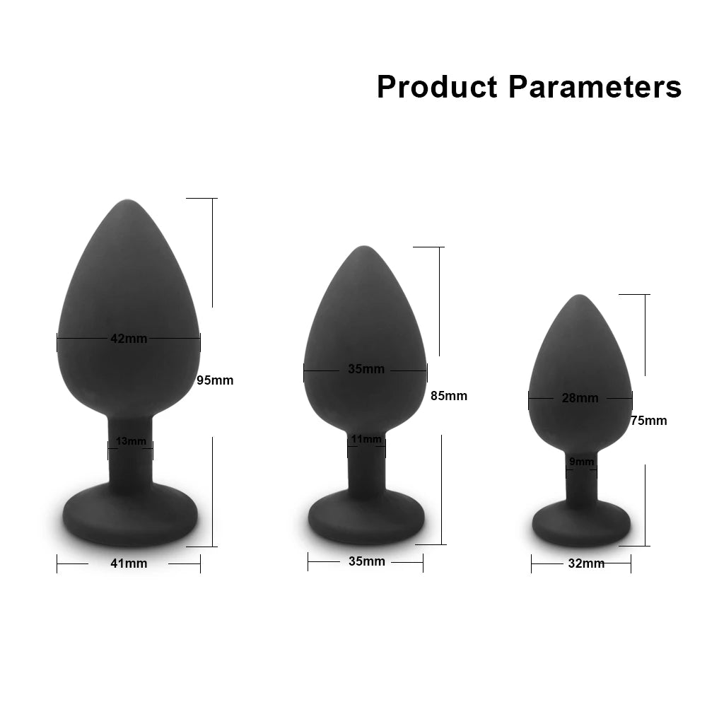 Soft Silicone Butt Plug Anal Plug Unisex Sex Stopper 3 Different Size Adult Toys for Men/Women Anal Trainer for Couples