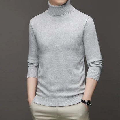 2026 New Mens Knitted Sweaters Solid Color Turtleneck Breathable Pullovers Warm Outdoor Basic Streetwear autumn Business Tops
