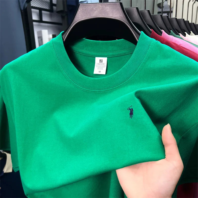 100% cotton breathable short sleeve T-shirt men's summer fashion luxury brand golf Paul embroidery loose casual round neck top