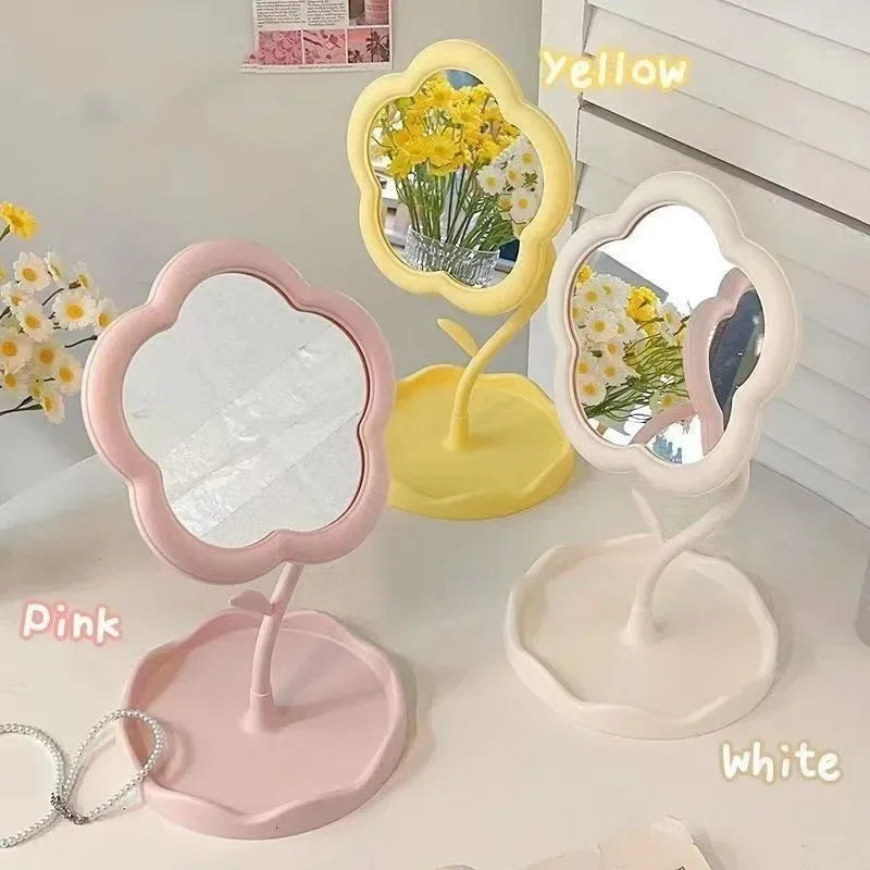Creative Desktop Flower Mirror for Dorm Room High Aesthetic Value Gao Yan Style Makeup Vanity Bedroom Home Decor