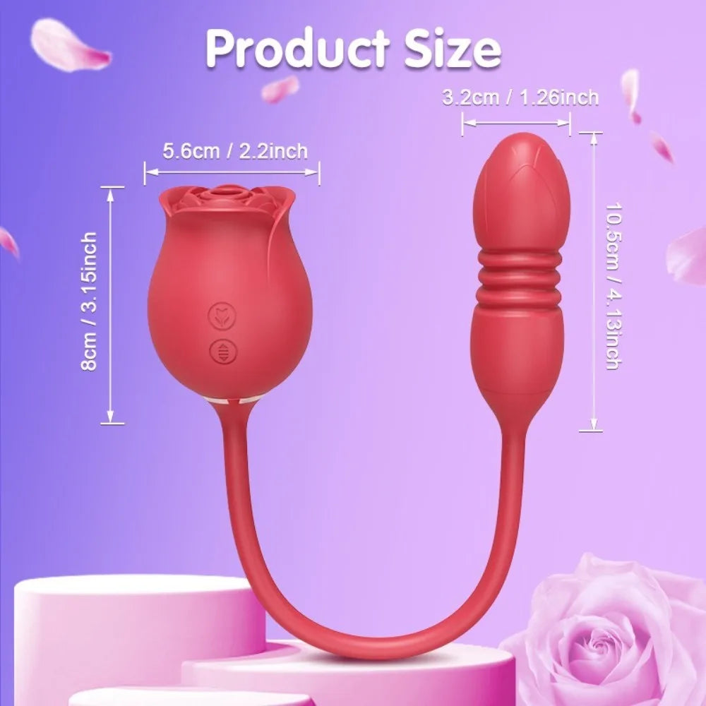 Vibrator Dildo Sex Toys for Women - Rose Sex Toy with Thrusting G Spot Vibrators & Sucking Clitoral Adult Sex Toys for Couples