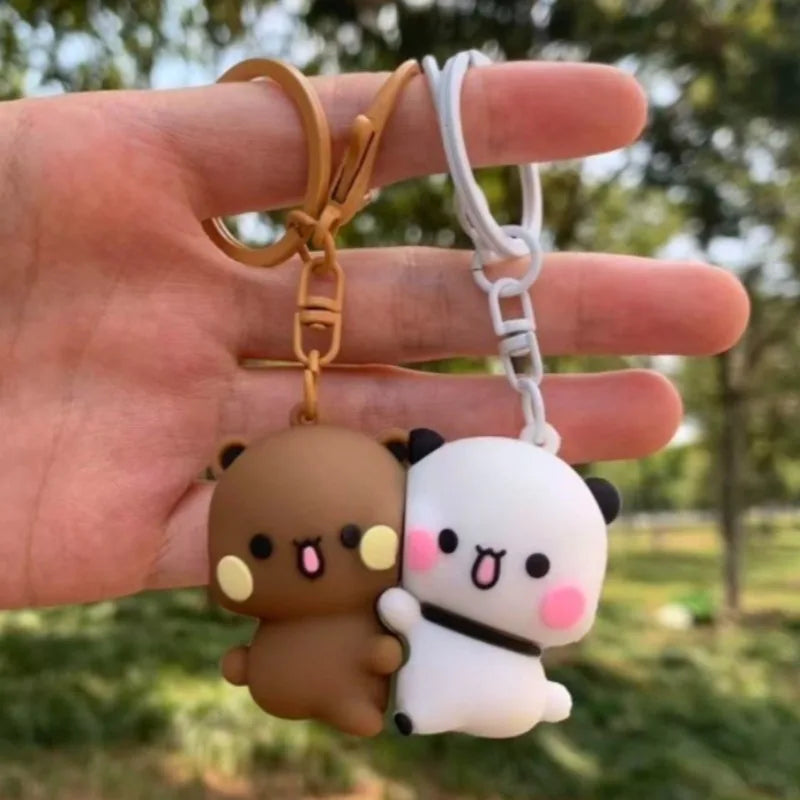 Cartoon Panda Bubu Dudu Magnetic Keychain Cute Backpack Pendant with Toy Figures Couple Accessories Ideal Fantasy Themed Gift