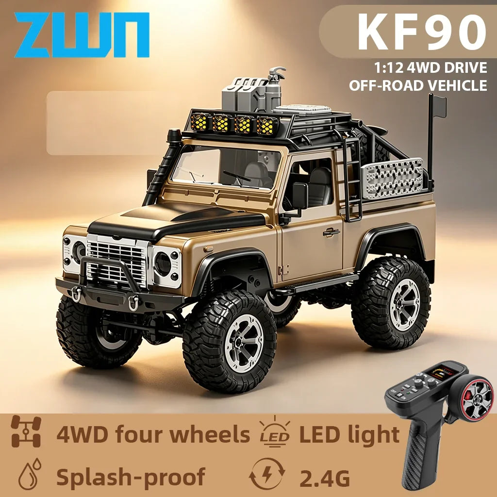 KF90 1:12 2.4G RC Car With Lights 4WD 60Mins Remote Control Climbing Car Off-Road Vehicle RTR High Speed Drift Model Toy for Kid