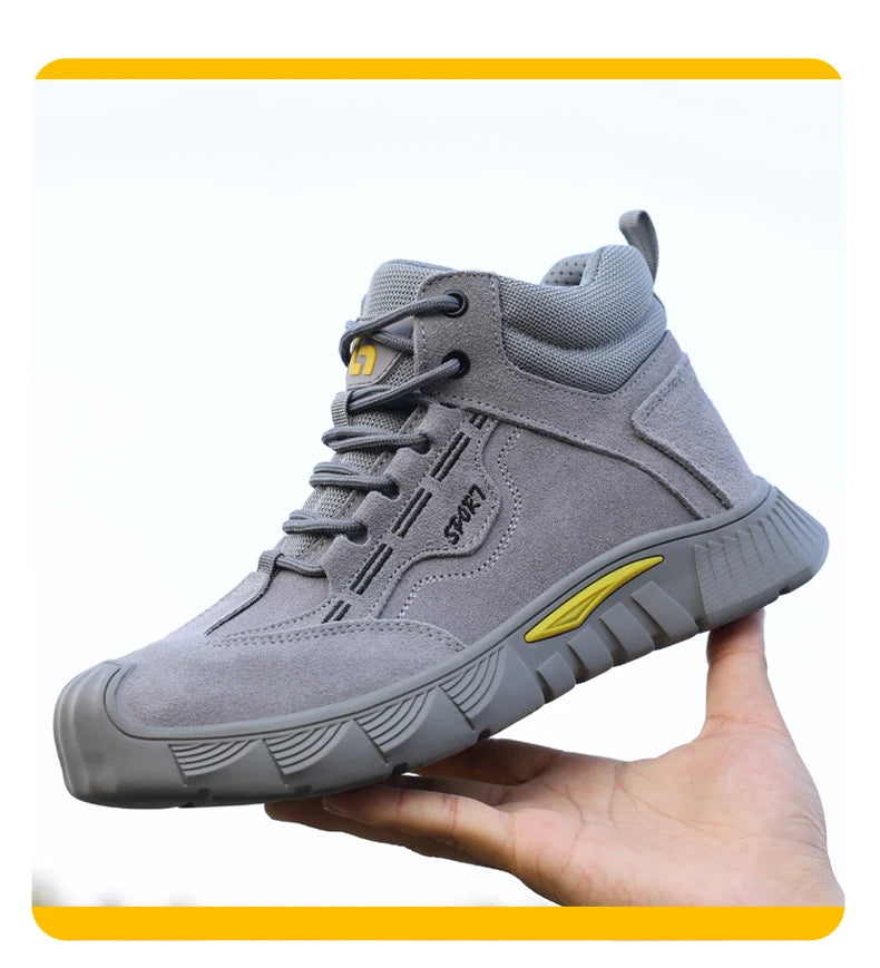GUYISA Men's Anti-Shock and Anti-Penetration Work Shoes with Rubber Soles