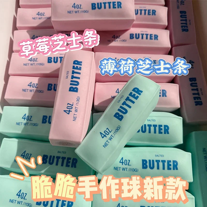 Butter Stick Squishy Stress Ball Fidget Toy Crunchy Squeeze Toy Round Blocks Filled ASMR Anti Stress Release Hand Relax Gift Toy