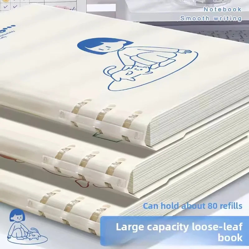 Notebook Loose-leaf 60 Sheets/120 Pages A5/B5 Loose-leaf Binder Notebook Puppy/Panda/Dinosaur/Capybara Horizontal Line