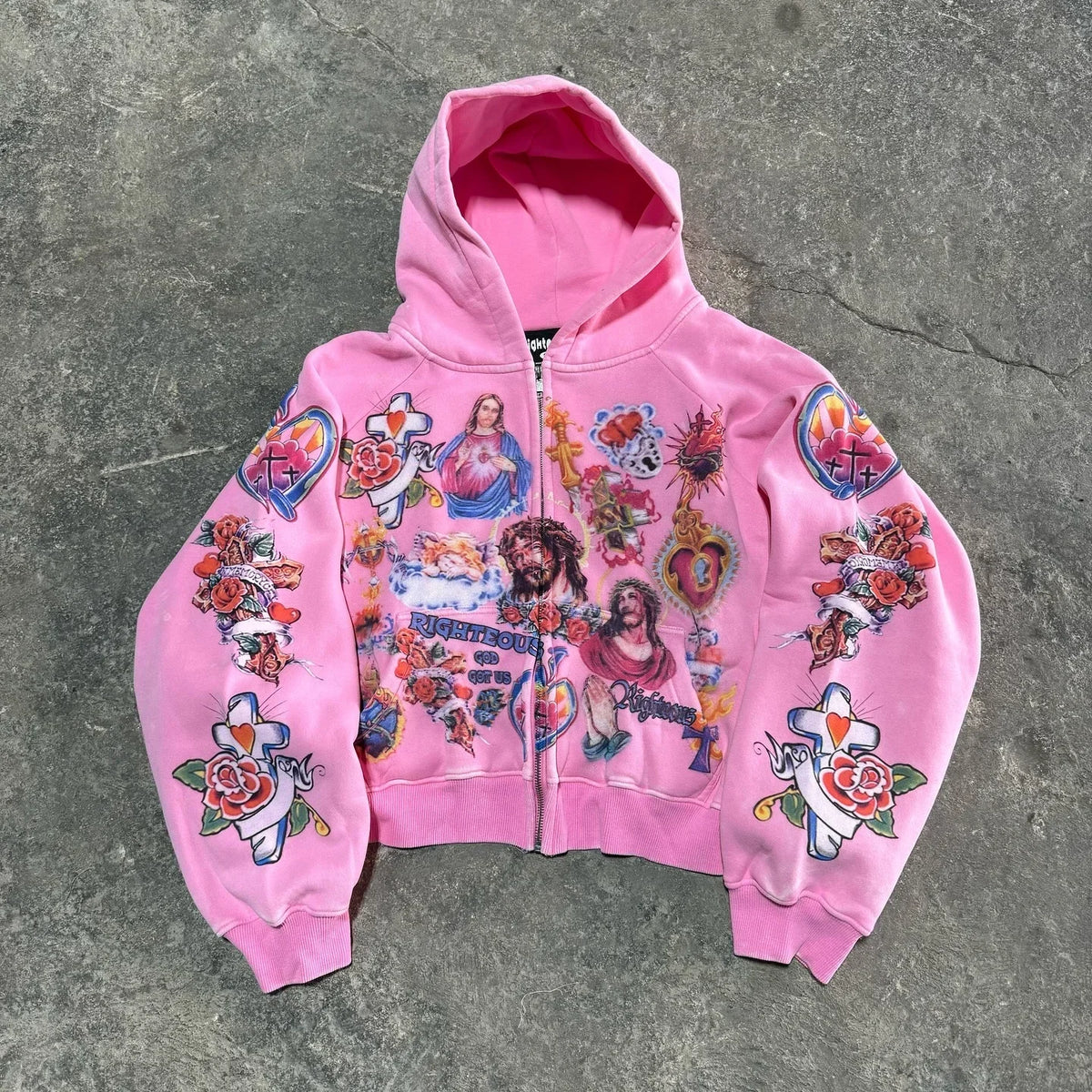 Y2K Graphic Zip-Up Hoodie