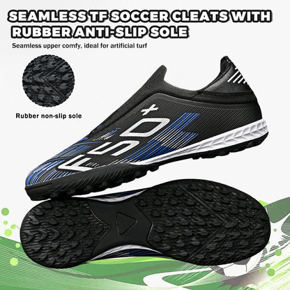Anti-Slip Youth Football Boots PU Fabric Upper Rubber TF Studs Wear-Resistant Breathable Outdoor Training Cleats