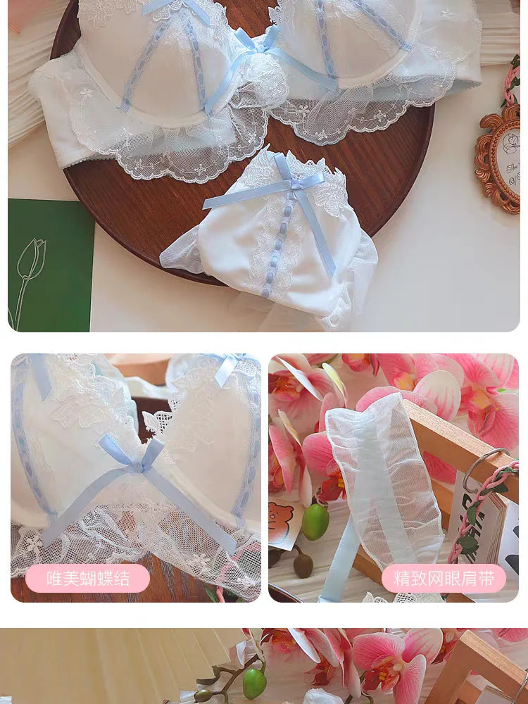 Women's Lace Bow Underwire Bra Set