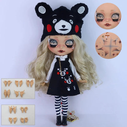 ICY DBS Blyth 1/6 Doll Hand Painted Set Tan Skin Long Eyelash Sleeping Doll Set SD