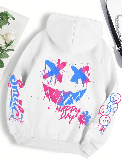 Smiley Graphic Streetwear Hoodie