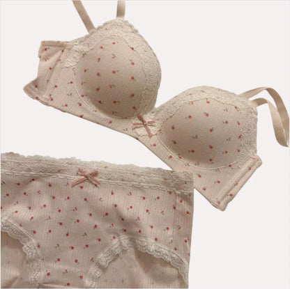 Women's Floral Lace Wireless Bra Set