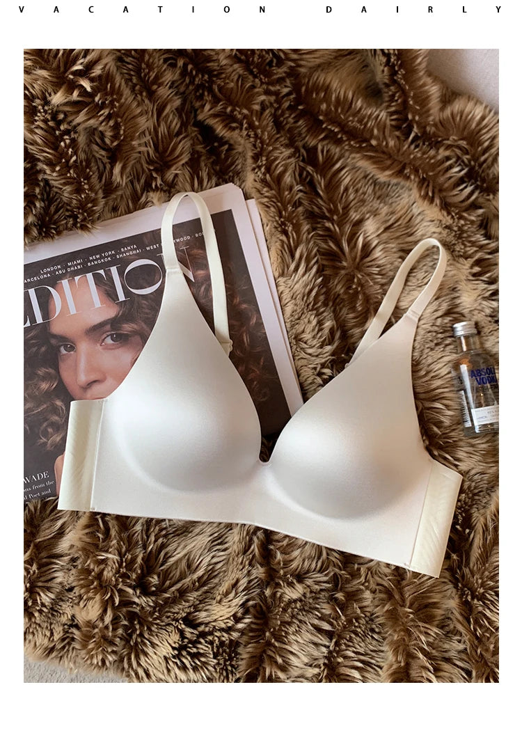 Satin Bralette Slip for Small Bust Women Seamless One Piece Wireless Support Anti Sagging Comfort Everyday S-XL MOYISU Sexy AB
