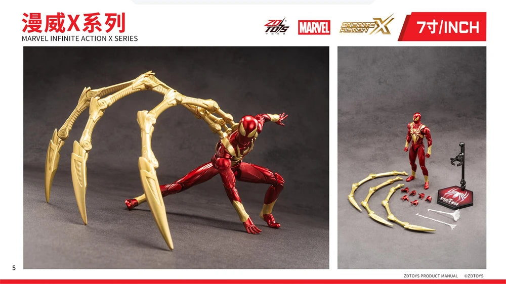 Marvel ZD Toys Iron Man Figure MK3 MK4 MK85 MK42 MK18 MK19 Spider-Man PS4 Iron Spider Action Figure Collections Gift