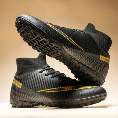 High-top soccer boots broken nails TF and spikes FG, 2 colors to choose from unisex styles professional breathable  football