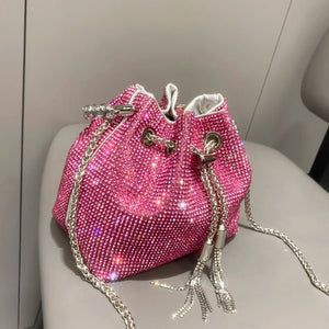 Women's Crystal Rhinestone Bucket Clutch Bag – Evening & Banquet, 7 Colors - TRYSHOPPY