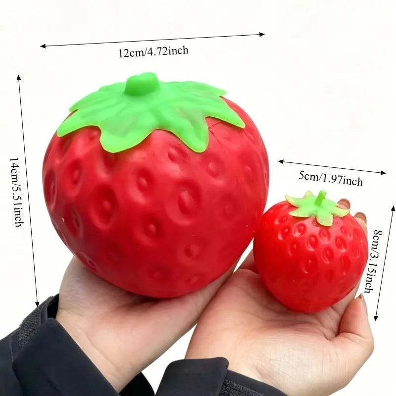 Jumbo Strawberry Fruit Squishy Toy Slow Rising Stretchable Venting Ball Squeeze Anti-Anxiety Sensory Fidget Toy for Adults Gifts