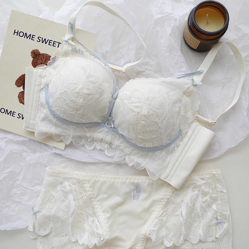 Sexy Lace Lingerie Women's Small Breasts Gathered to Show Large Without Steel Ring Underwear Anti-Sagging Breasts Bra