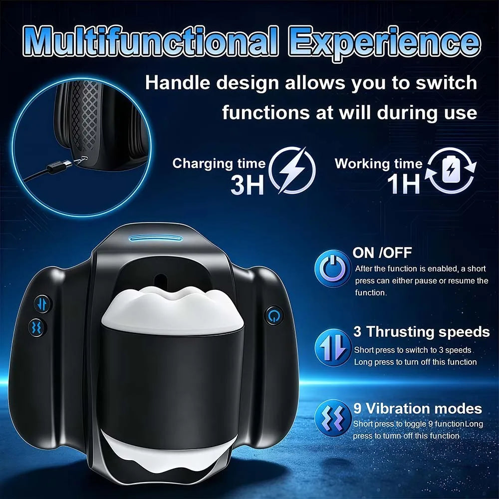 Automatic Male Masturbation Cup Telescopic Vibrating Pocket Pussy with Holder Penis Trainer Sex Machine Adult Sex Toys for Men