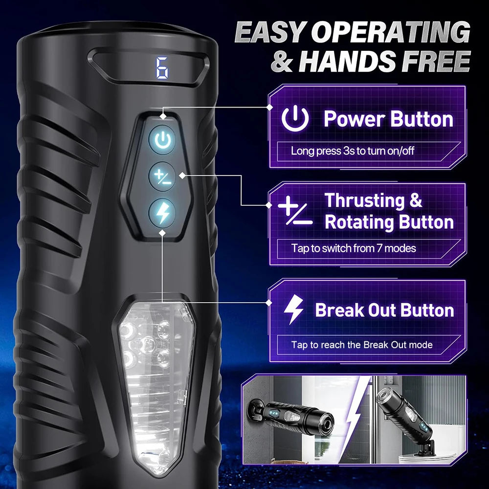 Male Masturbator Sex Toys for Men - Adult Toy Male Sex Toys with 7 Thrusting & 7 Rotating, Pocket Pussy Hands Free Sex Machine