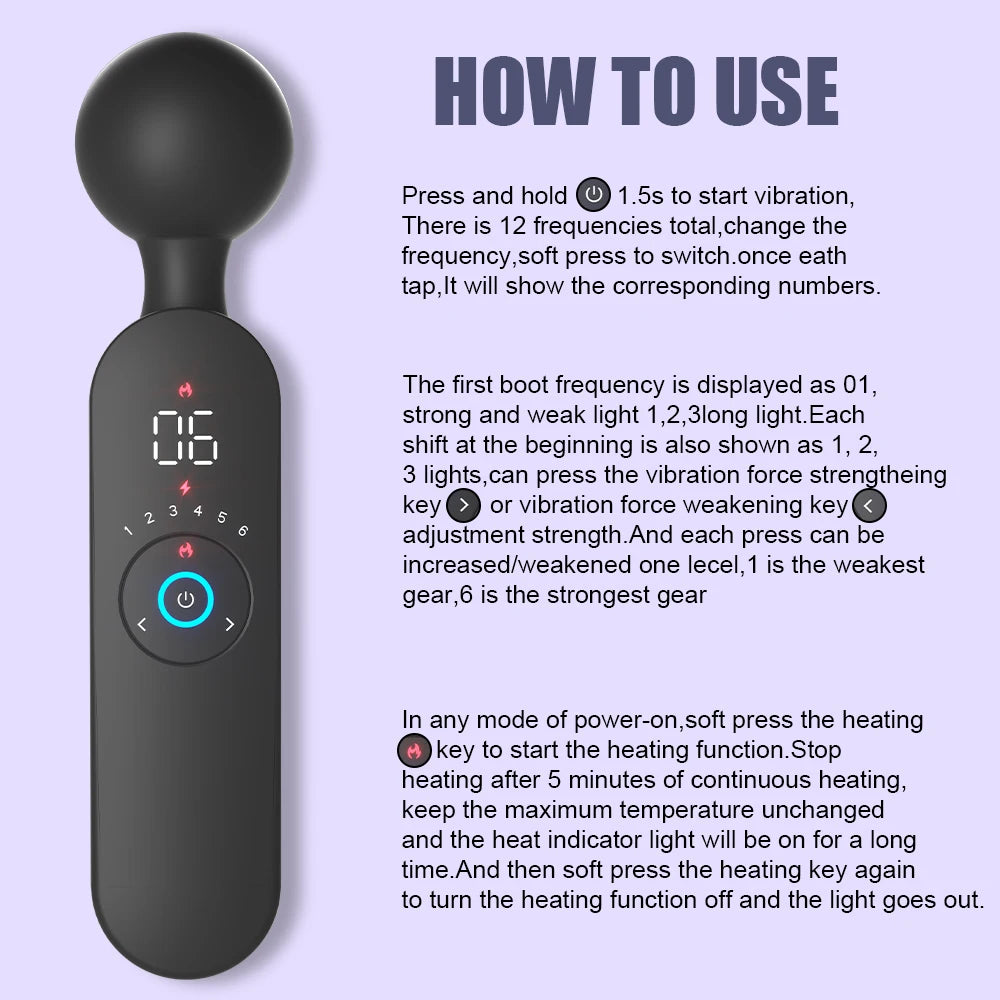 AV Vibrator Smart Heating Magic Wand Digital Display G-Spot Clitoris Stimulator Sex Toys for Women Female Masturbator