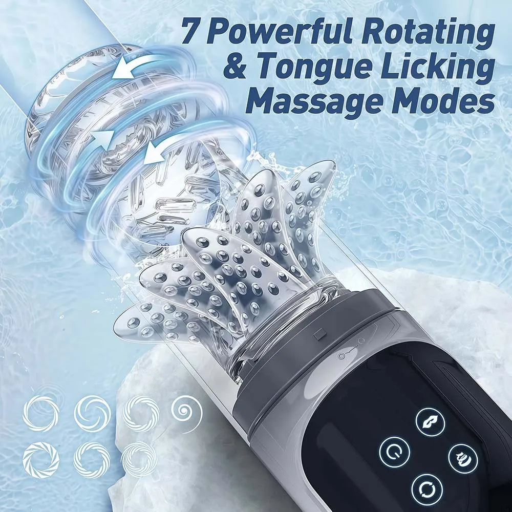 Automatic Male Masturbation Cup Thrusting Rotation Male Masturbator Sucking Licking Vacuum Penis Pump Real Pocket Pussy Sex Toys
