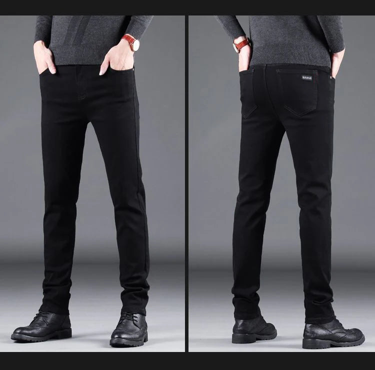 Men's Black Slim-Fit Stretch Jeans