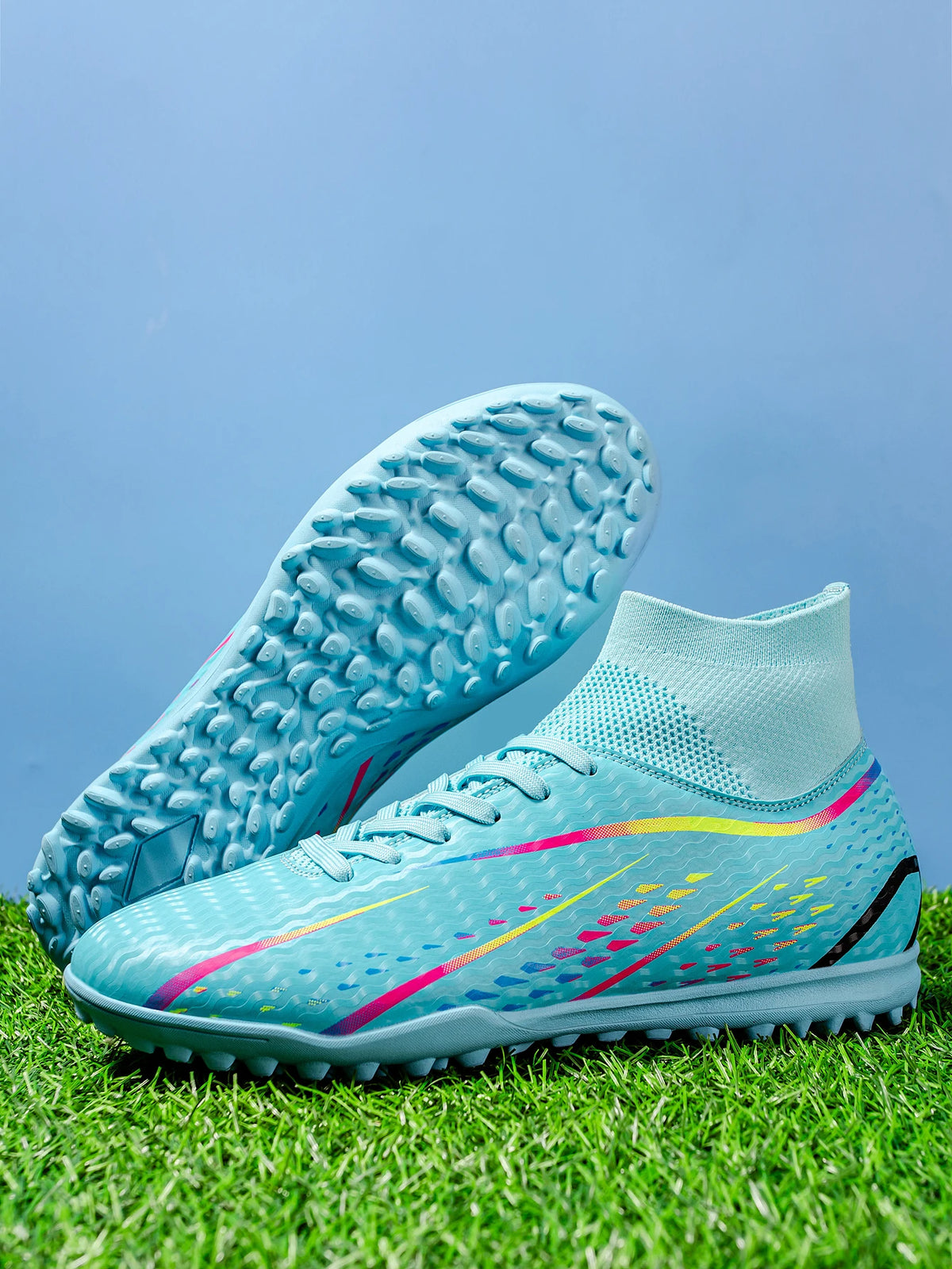Professional Training TF Soccer Shoes for Men Women Kids PU+Fabric Breathable Wear-Resistant Rubber Sole