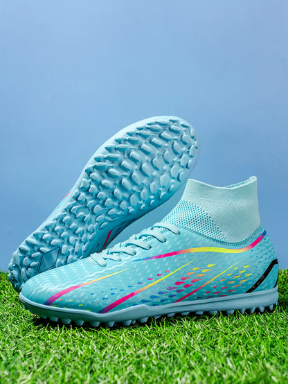 Professional Training TF Soccer Shoes for Men Women Kids PU+Fabric Breathable Wear-Resistant Rubber Sole