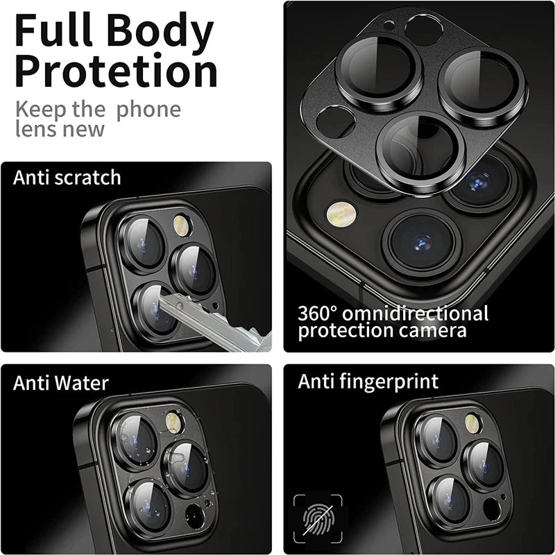 Metal Camera Lens Protector Glass For iPhone 17 Air 16 15 14 Pro Max Lens Funda For iPhone 16 Plus Full Cover Lens Camera Glass