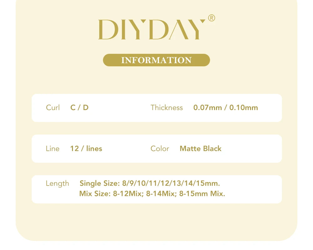 DIYDAY 2D Y Lashes Extension Premade Voume Fans Faux Mink Eyelashes Single Tips 2D Y Shaped Eye Lashes for Makeup Products