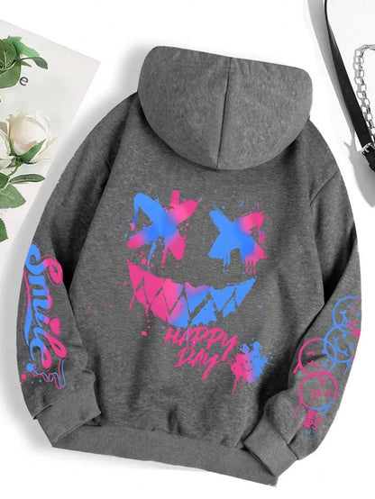 Smiley Graphic Streetwear Hoodie