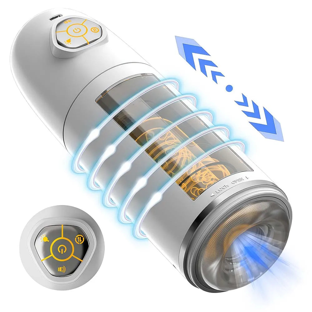 Automatic Telescopic Rotation Male Masturbator Man Masturbation Cup Simulation Piston Blowjob Pocket Pussy Adult Sex Toy for Men