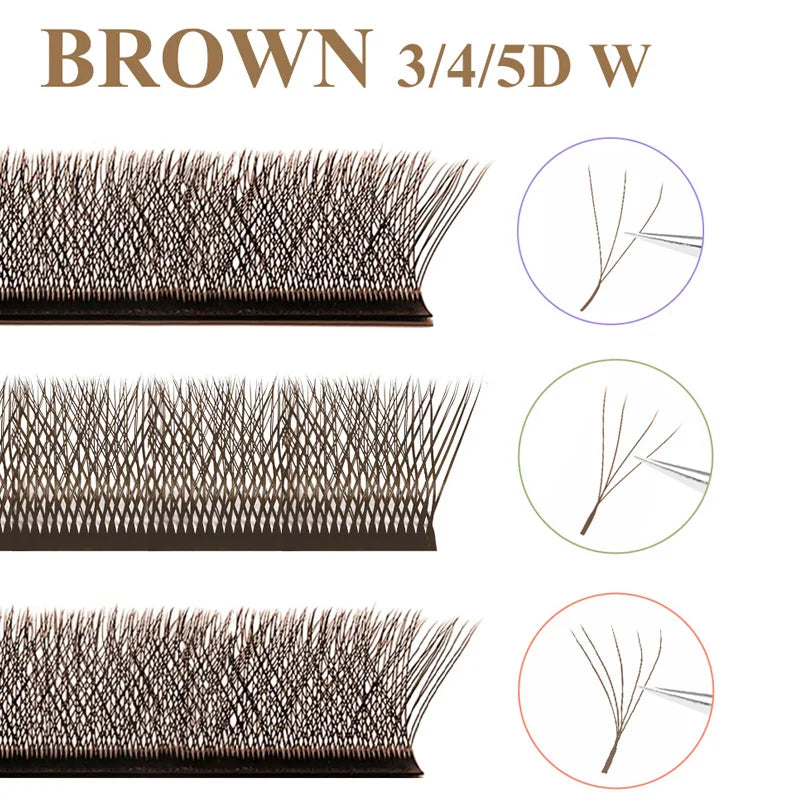 DIYDAY Dark Brown 3D 4D 5D Eyelashes W Shaped Premade Fan Lashes Easy Apply Thick Crisscross False Mink Eyelash Extension