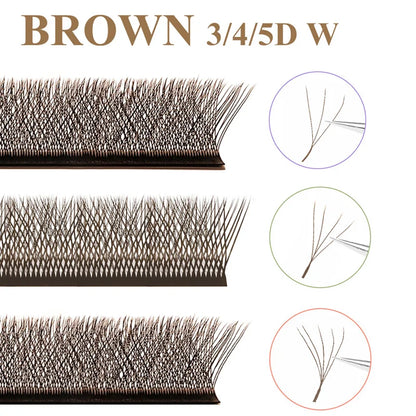 DIYDAY Dark Brown 3D 4D 5D Eyelashes W Shaped Premade Fan Lashes Easy Apply Thick Crisscross False Mink Eyelash Extension