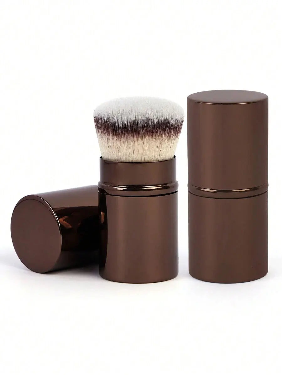 1pc Professional Face Retractable Makeup Brush,Blush Brush Foundation Brush Loose Powder Brush Synthetic Hair Ultra-Soft Doundat