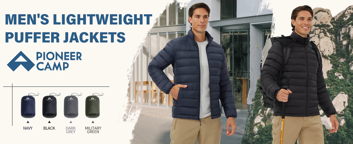 Pioneer Camp Mens Lightweight Packable Puffer Jacket Winter Insulated Puffy Coat Water Repellent Warm Quilted Jackets Travel