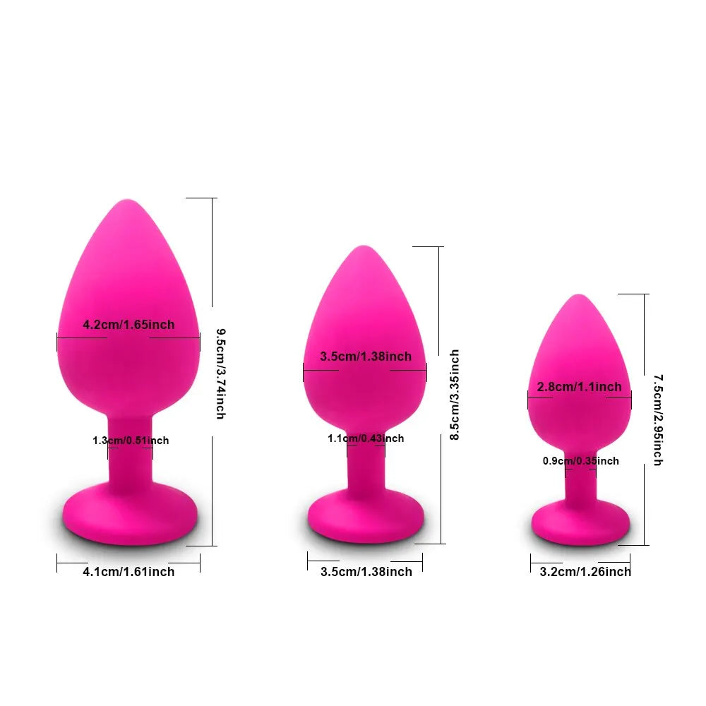 Soft Silicone Butt Plug Anal Plug Unisex Sex Stopper 3 Different Size Adult Toys for Men/Women Anal Trainer for Couples