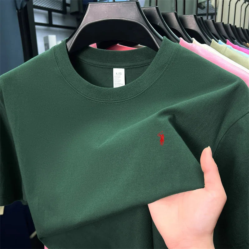 100% cotton breathable short sleeve T-shirt men's summer fashion luxury brand golf Paul embroidery loose casual round neck top