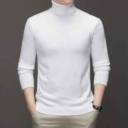 2026 New Mens Knitted Sweaters Solid Color Turtleneck Breathable Pullovers Warm Outdoor Basic Streetwear autumn Business Tops
