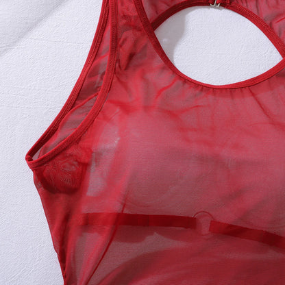 Women's Sheer Backless Mini Dress