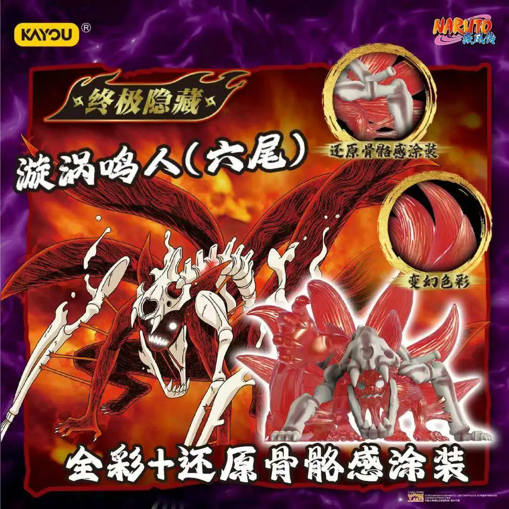 KAYOU NARUTO Mini Doll Rubber Figures Blind box Series Chakra Mode Sasuke Gaara Kurama Shikamaru Model Toy