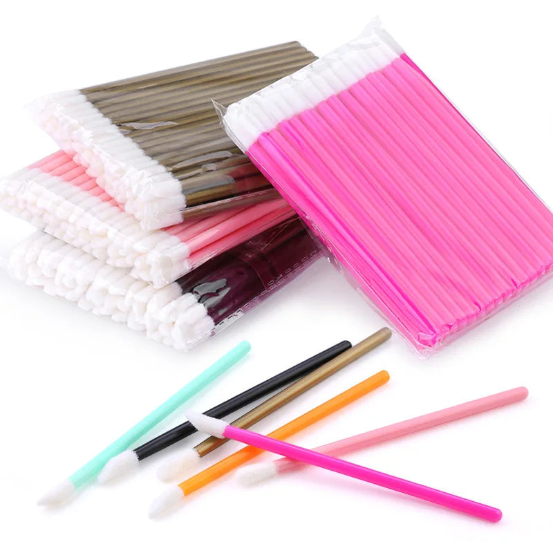 100PCS Lip Brushes Makeup Brush Eyelashes Extension Applicator Lipstick Wands Set For Woman Cosmetic Colourful Make Up Tools