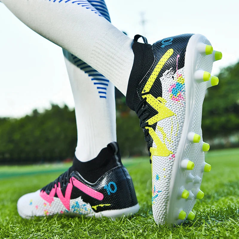 Unisex Men AG FG Soccer Boots Durable PU Upper Robust Rubber Studs For Outdoor Lawn Recreational Football Sports Matches