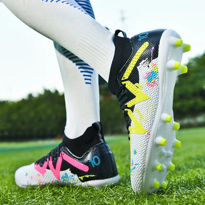 Unisex Men AG FG Soccer Boots Durable PU Upper Robust Rubber Studs For Outdoor Lawn Recreational Football Sports Matches